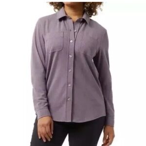 32 Degrees Ladies' Soft Fleece Button Up Shirt | Purple | large